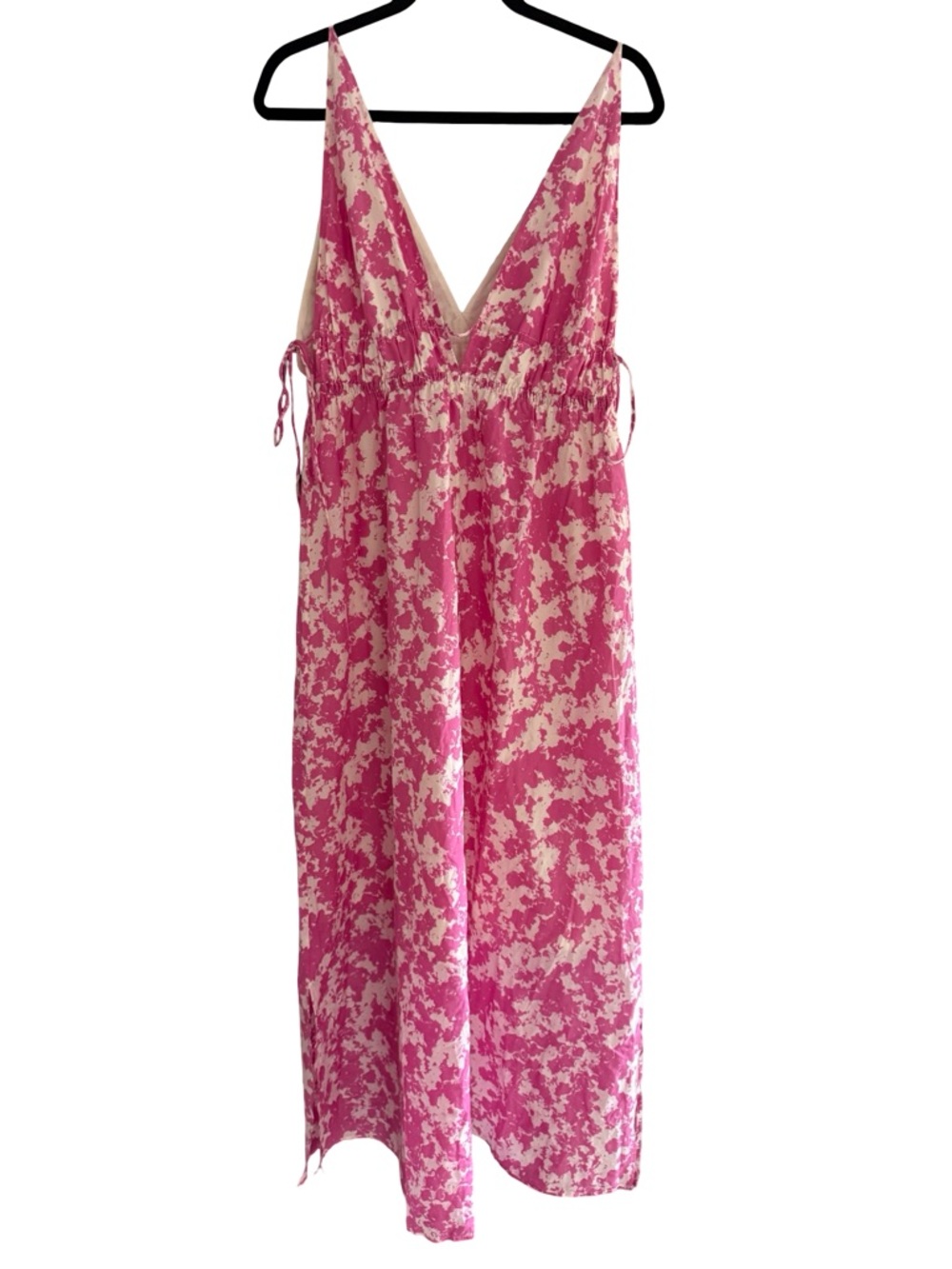 & Other Stories Pink Maxi Dress Cotton Silk Small Side Tie Flowy A-Line